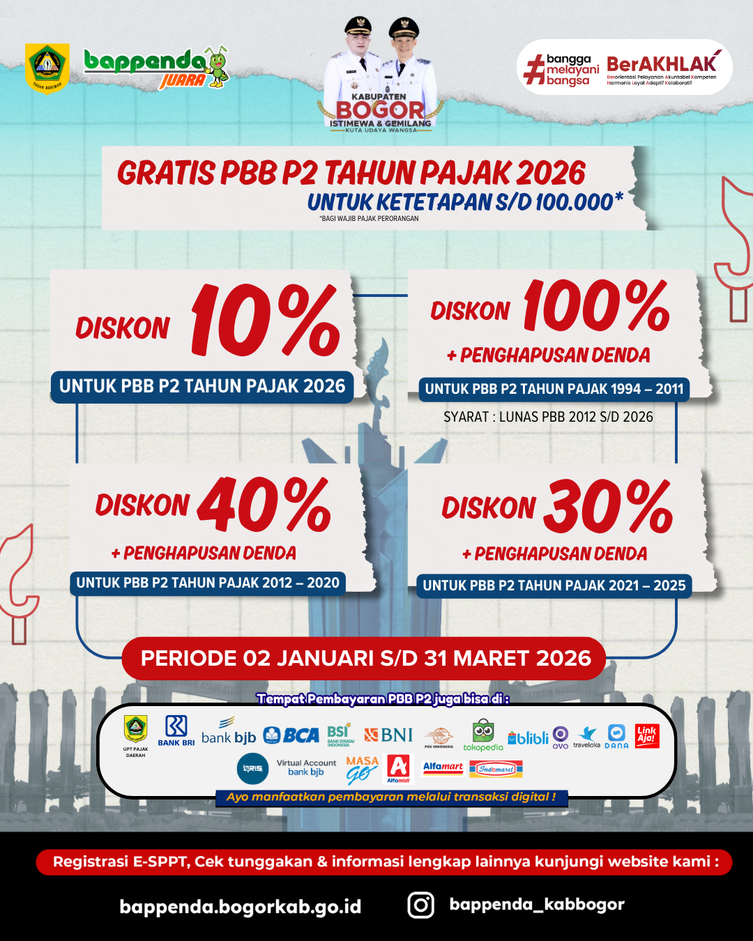 Gratis PBB hingga Diskon 100%! Pemkab Bogor Luncurkan Relaksasi Pajak PBB-P2 2026